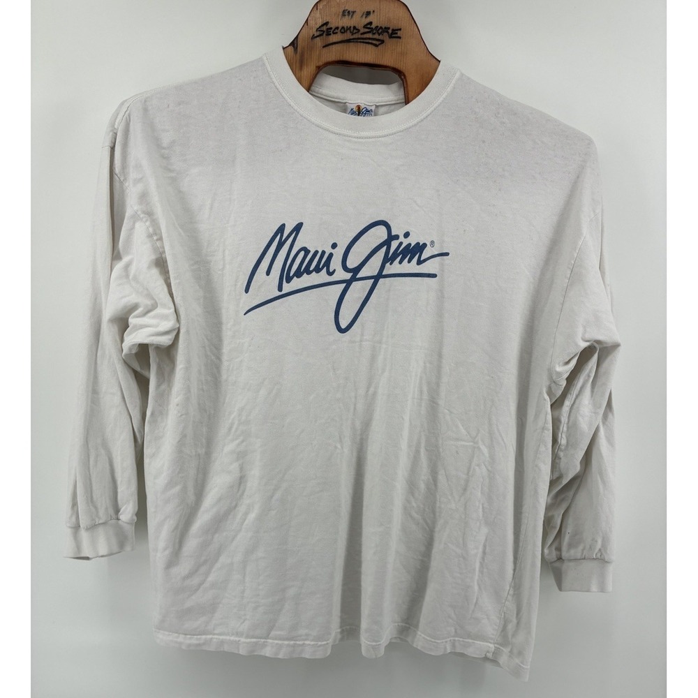 VNTG 90s Maui Jim Sunglasses Shirt Parrot White Long Sleeve Sz 2XL Made In USA - Picture 3 of 9